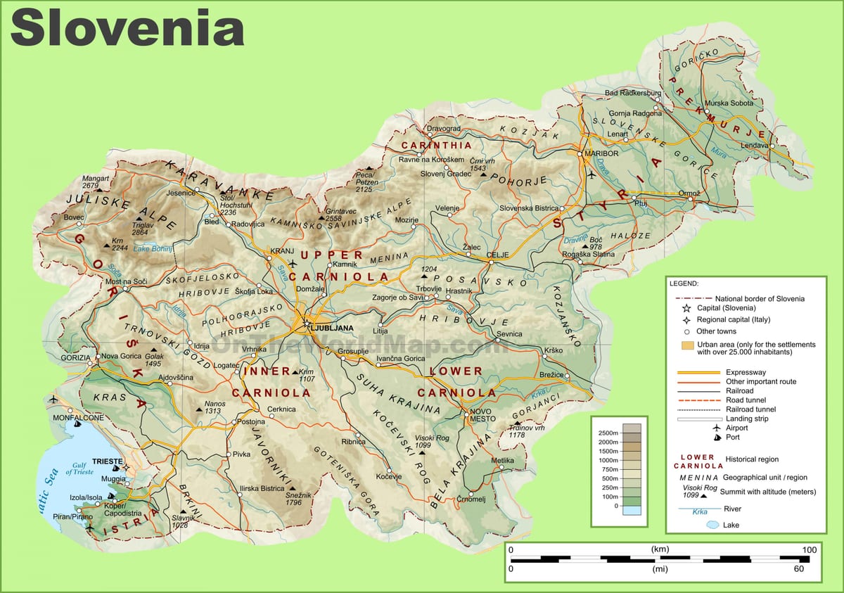 Bản đồ của croatia vật chất