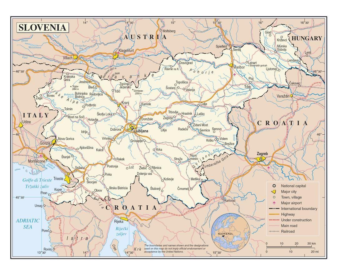 Bản đồ của croatia sân bay