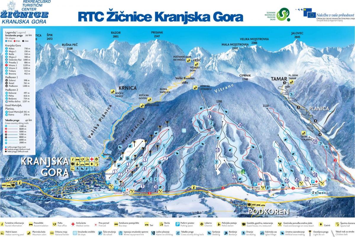 Bản đồ của croatia trượt tuyết