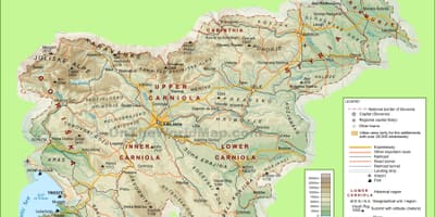 Bản đồ của croatia vật chất